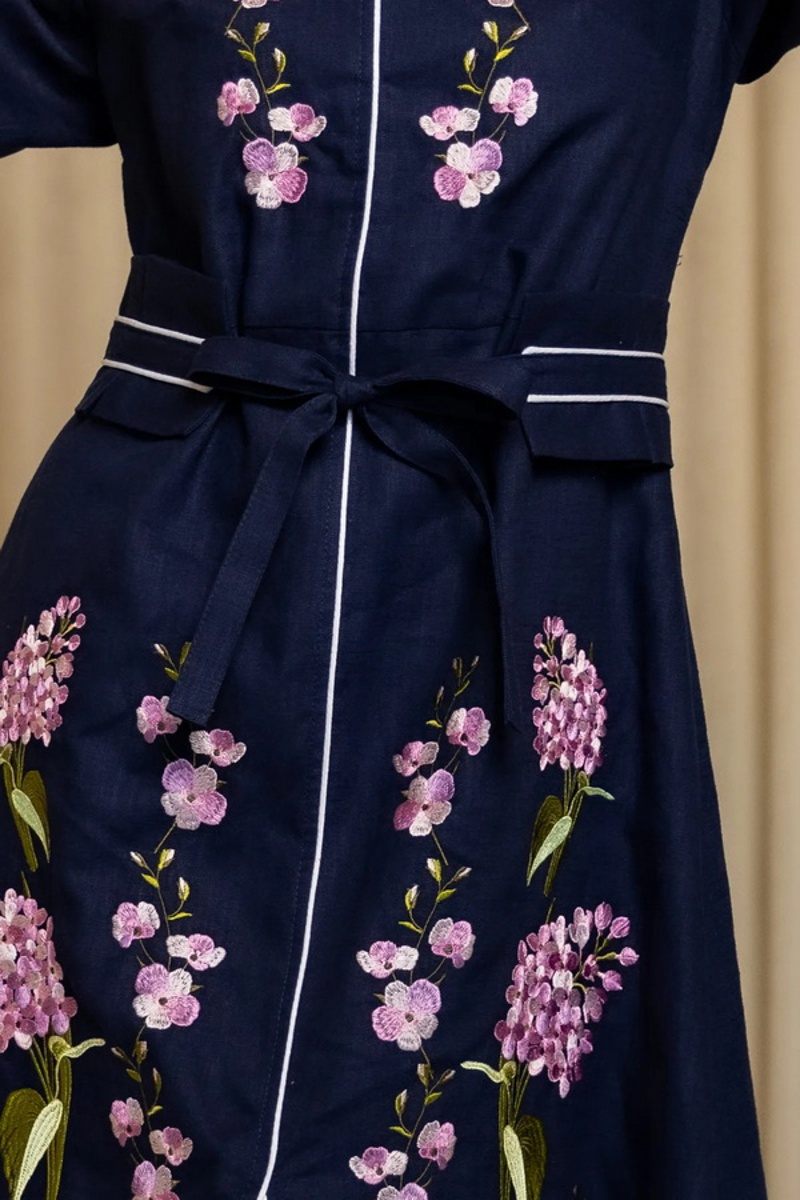 Dark blue embroidered dress 